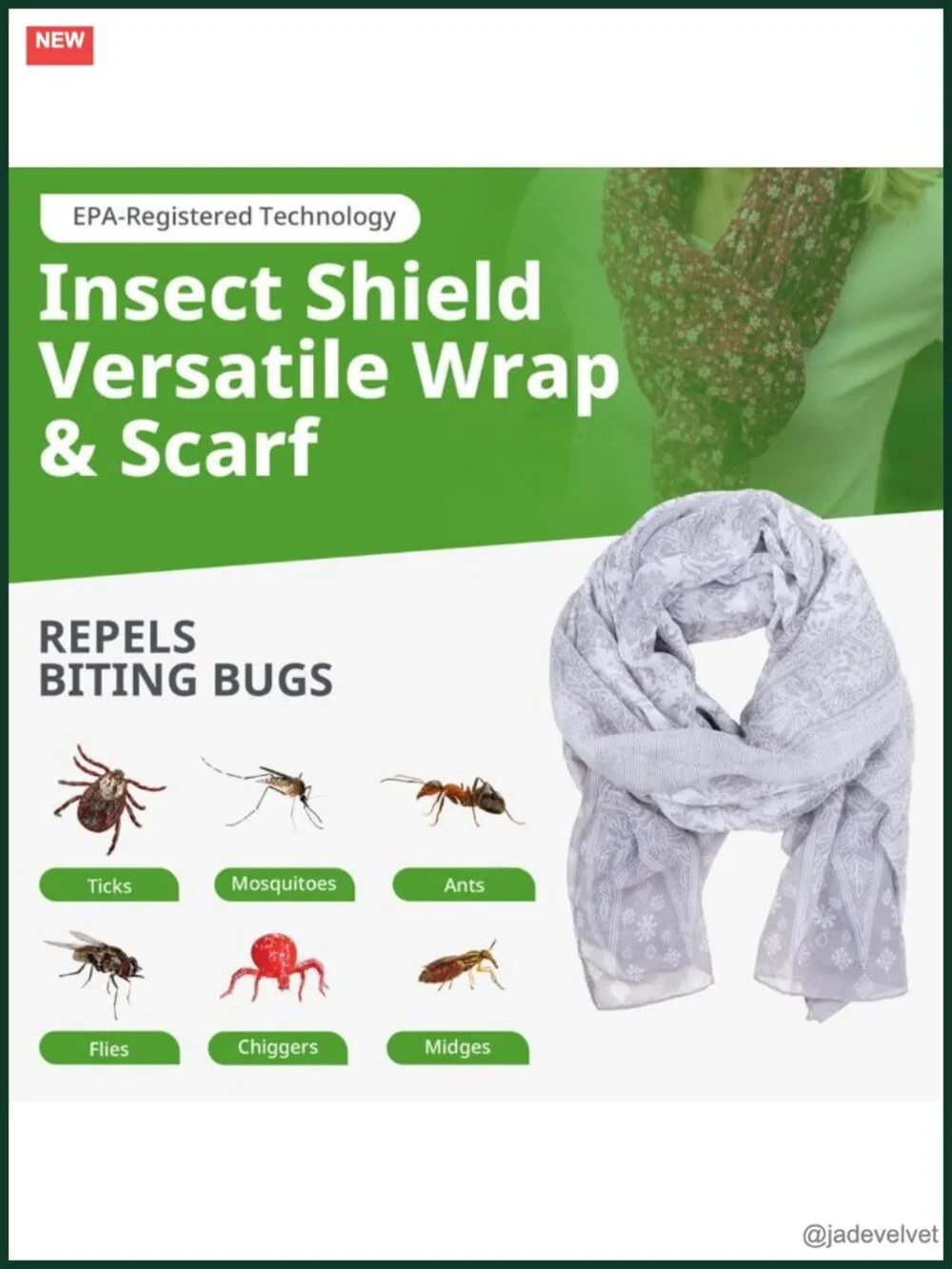 Insect Repellent Scarf Wrap - EPA Registered Mosquito Protection